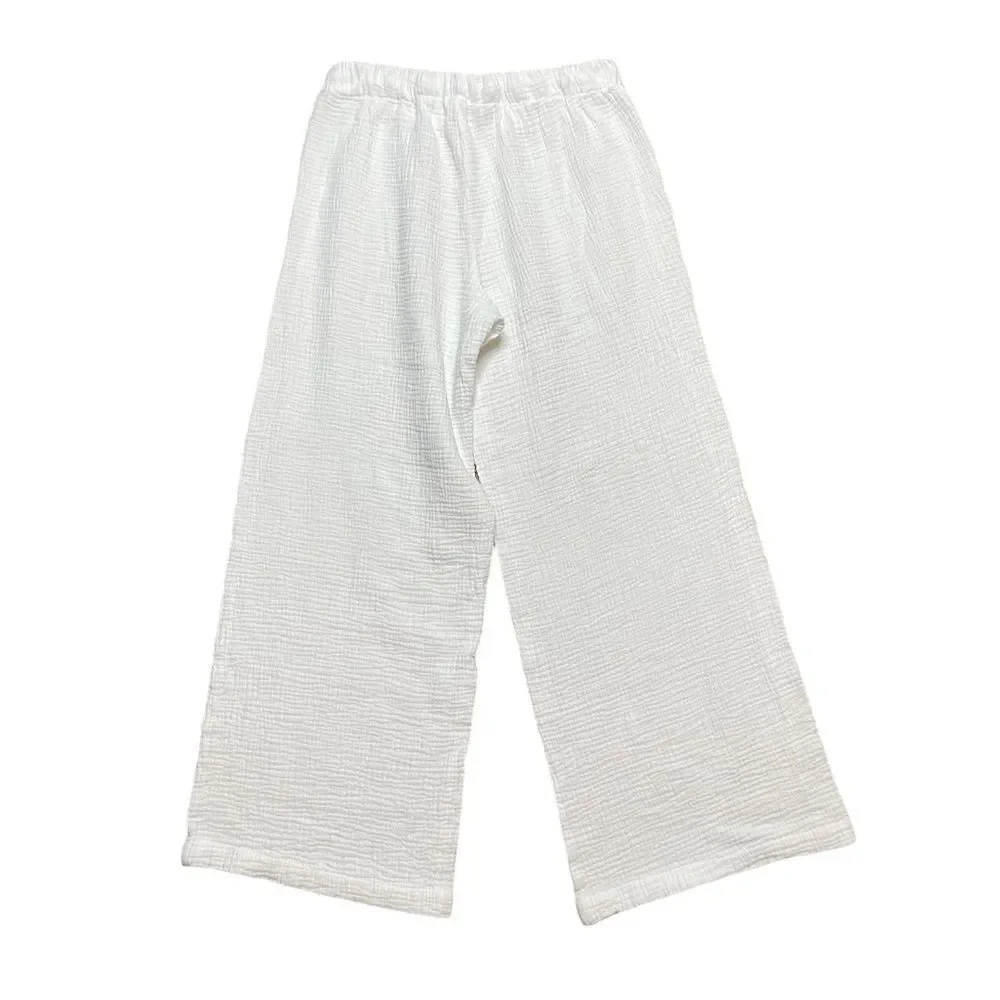 JOIE Cotton Textured Wide Leg Pants White Size Large - Picture 6 of 7